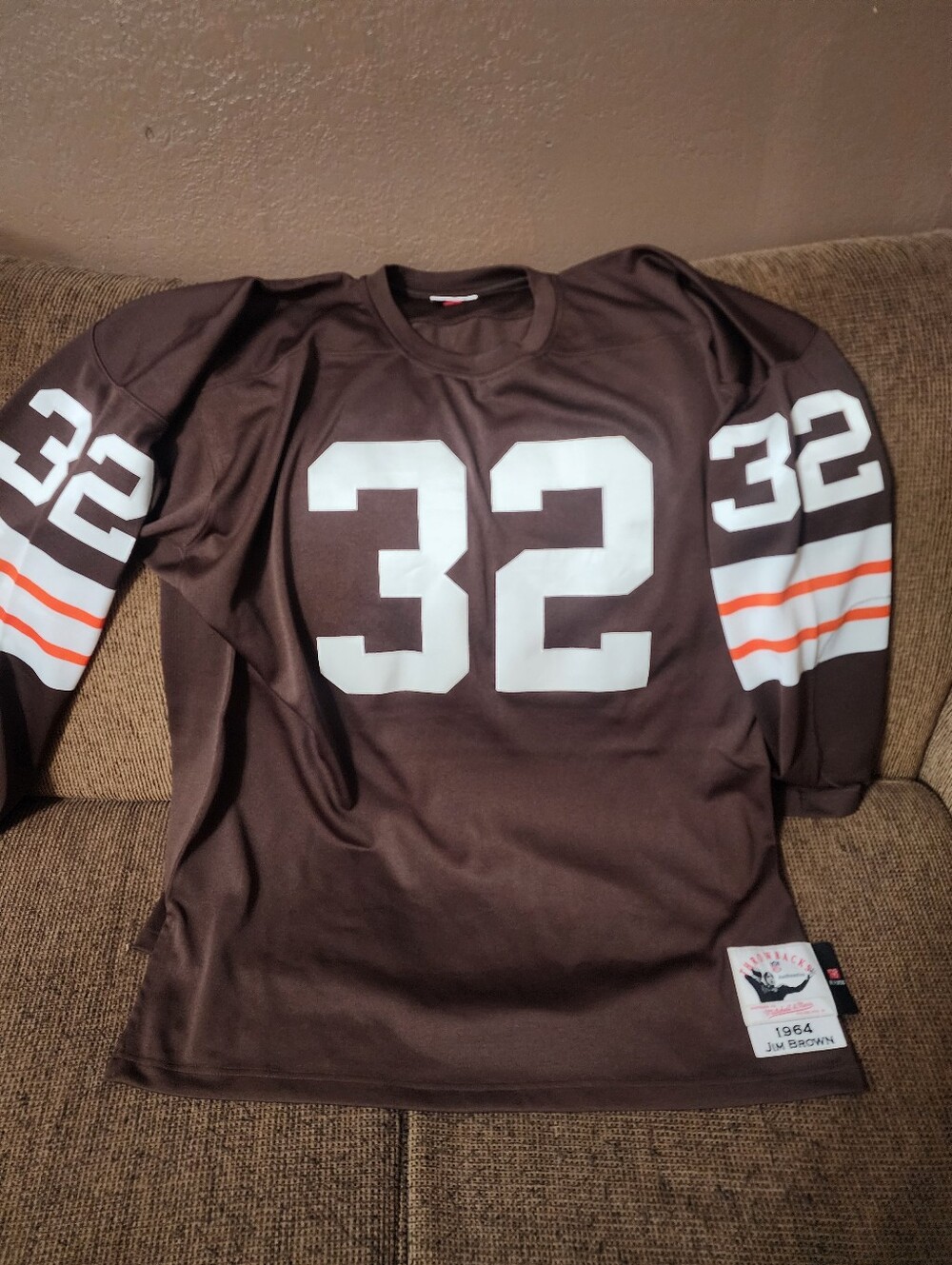 NEW!Men"s Mitchell& Ness Jim Brown 1964 ThrowBack Authentic Stitched JerseySZ.52